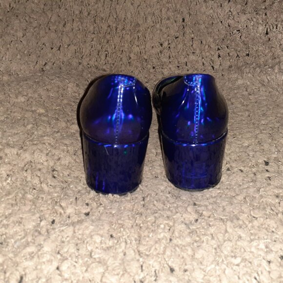 JEFFREY CAMPBELL-Iridescent Royal Blue Patent Leather Pumps-Sz 6-Near Mint - Picture 6 of 8